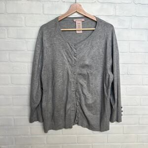 Philosophy Gray Classic Button Down Cardigan Sweater Plus Size Stretch-sz XXL